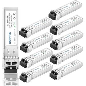 QSFPTEK (10 stuks) 10GBASE-SR SFP+ module 10G 850nm 300M DDM LC Port Multimode SFP+ transceiver compatibel met Cisco SFP-10G-SR, Ubiquiti UF-MM-10G, microtiek, D-Link, Supermicro