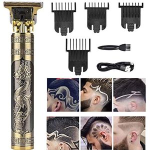 Professionele Tondeuse voor Mannen Vrouwen Draadloze Oplaadbare Tondeuse Metalen Body Cutting Grooming Kit Baard Scheerapparaat Kapperszaak (Bronze Dragon Patroon)