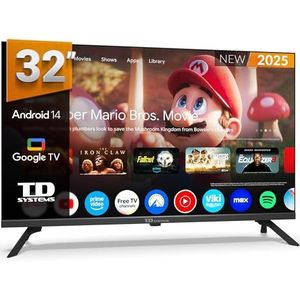 TD Systems – 32-inch Smart TV, Android 14 GTV, TDT HD-televisie, model 2025, televisie met 2 jaar garantie – PRIME32K21GLE