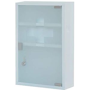 Style home Medicijnkastje, afsluitbare apothekerskast, 60 x 30 x 12 cm, XXL medicijnkastje van metaal, medicijnkastje, EHBO-kast met glazen deur (wit, 4 vakken)