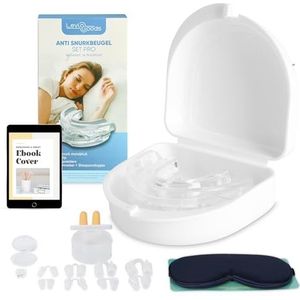 Levlo Goods® 5 in 1 Anti Snurkbeugel Set - Verstelbaar - Anti Snurk Bitje Tegen Snurken - Anti Snurk Producten - Man & Vrouw - Apneu - MRA - Incl. E-Book