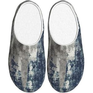 EdWal Abstracte Blauwe Print Winter Warme Slippers Indoor Anti-slip Pluche Slippers Ontspannen Thuis Voor Vrouwen Mannen, Zwart, 37.5 EU