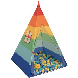 Selonis Tipi Tent Voor Kinderen Speelhuis Met 100 Ballen Indoor Outdoor Tipi, Multicolor: Turkoois/Blauw/Geel/Transparant, TIPI NT-200X
