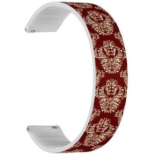 Solo Loop band compatibel met Forerunner 645/645 Music, Forerunner 55, Garmin Forerunner 245/245 Music (Elegant Royal Dark Red Baroque), quick-release 20 mm rekbare siliconen band, accessoire,