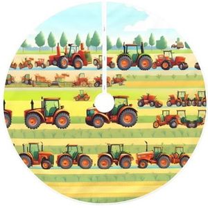 Tractor landbouw print rustieke kerstboom rok, gewatteerde kerstboom rok, perfect voor Kerstmis, Halloween