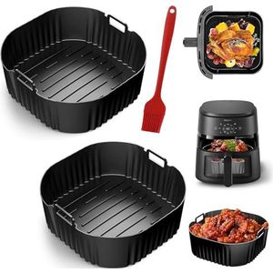 ATSGJLZN 23 stuks airfryer-accessoires voor Philips Airfryer Dual Basket 3000 Series NA350, siliconen vorm heteluchtfriteuse, broodbakvorm, rooster, keukentang, siliconen tang, enz