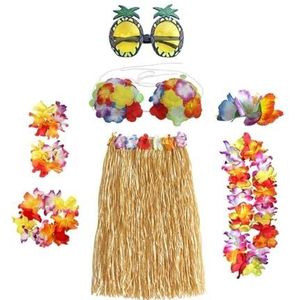 Dames meisjes hoelarok 1 set plastic vezels meisjes vrouw Hawaiiaanse grasrok kostuum bloem hoelarok 60 cm/80 cm dansjurk feest Hawaii strand (kleur: B4-8 stuks 1 set, maat: 80 cm)