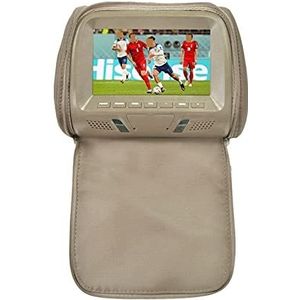 Auto-hoofdsteunspeler, Universele 7 Inch Auto Hoofdsteun MP4 Kussen Monitor Multimedia Speler Met Aansteker Adapter Usb Sd MP5 Fm Luidsprekers SH7038-P5,Videospeler(707-Beige-C)
