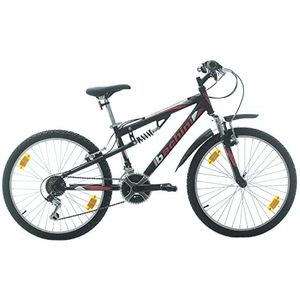 Multibrand Distribution Probike Speed ​​24 inch mountainbike met 18 versnellingen, fiets voor jongens, meisjesfiets, geschikt van 130-155 cm (mat zwart rood)