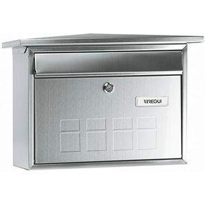 ARREGUI Deco E5707 Brievenbus van Roestvrij Staal | Formaat M (DIN A4 Post) | Horizontale en Smalle Wandbrievenbus voor Buiten | Brievenbus voor Buiten met Naamplaatje en Valklep | RVS