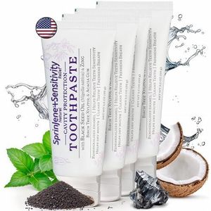 SprinJene Natuurlijke gevoeligheidsverlichting, fluoride tandpasta voor gevoelige tanden, natuurlijke tandpasta ter bescherming tegen cariës, 4 stuks