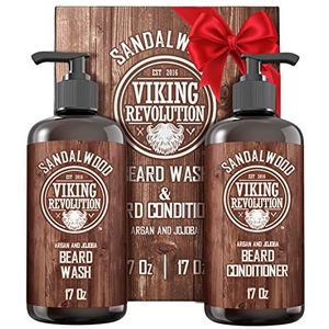 Viking Revolution - Baardshampoo & conditionerset - verzacht, maakt en versterkt de baardgroei - baardshampoo voor mannen - sandelhoutgeur - cadeaus voor mannen - 2 x 500 ml