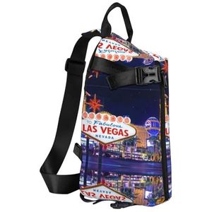 Haocloud Duitse vlag afdrukken reizen Crossbody rugzak tas,Lichtgewicht Sling Bag voor Reizen Unisex, Las Vegas Nacht Stad, Eén maat