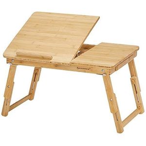 Songmics - Laptop Tafel - Bruin - Bamboe - Verstelbare Hoogte