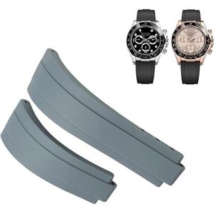 dayeer Rubber Horlogeband Fit Voor Rolex Daytona Submariner Rol OYSTERFLEX Yacht Master Korte Gesp Kleine Polsband 20mm 21mm (Color : Grey, Size : 20mm)