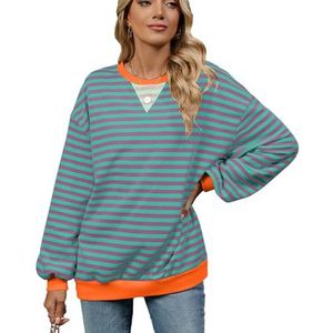 yk8fass Gestreept los sweatshirt pa-4223 (L,Blauwpaars), Blauw Paars, L