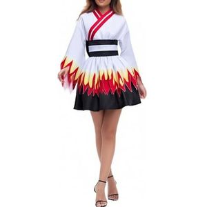 MANMICOS Amerikaanse maat Anime cosplay kostuum Vrouwen kimono rok feestpak (wit en rood, groot)
