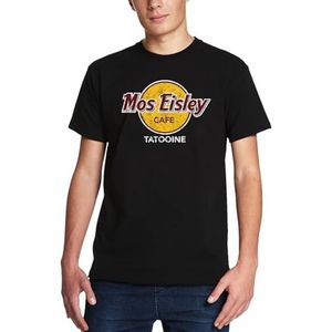 Elbenwald Mos Eisley Cafe T-shirt met Frontprint voor Star Wars Fans Heren Dames Katoen Zwart - L