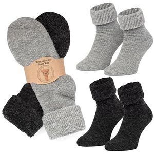 Mountrex®® Alpaca-sokken, wollen sokken voor dames en heren, wintersokken, warme huissokken, thermosokken, dik, 2 paar, 35-38 EU