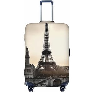 NONHAI Reisbagagehoes, reizen Parijs, spandex kofferbeschermer, wasbare bagagehoezen, elastische krasbestendige bagagehoes, beschermer, geschikt voor bagage van 45-72 cm, Zwart, L