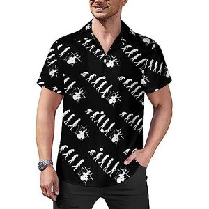 Evolution Drummer casual shirts met knopen voor heren, korte mouwen, Cubaanse kraag, T-shirts, tops, Hawaiiaans T-shirt, M