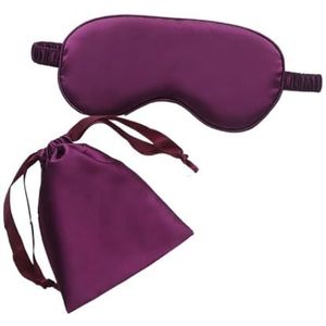 Zijden slapend oogmasker met draagtas, tas, reizen, slaap, oogmasker voor vrouwen, man, dutje, comfortabele ooglapje, helpt bij het rusten (donkerpaars)