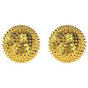 CHI-ENTERPRISE - Twee magnetische massageballen - klein | fasciaballen voor zelftherapeutische acupressuur behandeling | Inhoud: 2 egelballen in goud, elk 32 mm diameter & 228 acupressuurnaalden