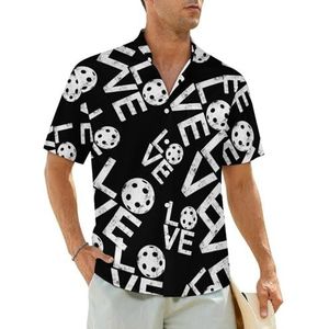 I Love Pickleball herenhemden, korte mouwen, strandshirt, Hawaïaans shirt, casual zomershirt, XS