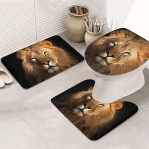 OPSREY Afrikaanse dierlijke leeuw gedrukt 3 Stuk Badkamer Tapijten Set Badkamer Tapijten Zachte Voet en Bad Tapijten