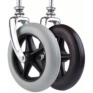met rubberen rolstoelwielen, Rolstoel voorwielen met vorkvervanging, verpakking van 2, veelkleurig, 6-8 inch(Schwarz,8inch/19cm)