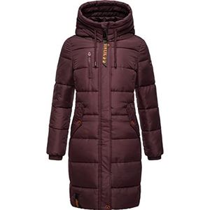 Marikoo Yuikoo Winterjas voor dames, warm, gewatteerd, lang, met capuchon, XS-XXL, wijn, XS