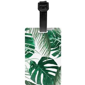 Tropische groene palmbladeren jungle blad, bagagelabels PVC naamplaatje reiskoffer Identifier ID Tags Duurzaam bagagelabel