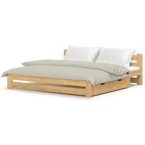 Siblo Bedframe 200x180 cm - Alan collectie - tweepersoonsbed van massief hout - houten bed met lattenbodem - bed met lade - naturel