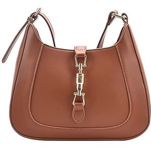 Leren handtassen en schoudertassen, kleine damestassen, damestas met verstelbare brede riem en kettingtas voor dagelijks gebruik tijdens het winkelen (Color : Brown, Size : S)