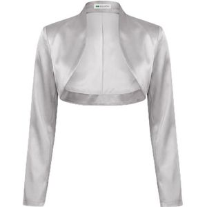 Bolerose Formeel Lang Mouw Satijn Bolero Shrug (Zilver, S)