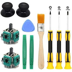 Supkeyer 2 Stks 3D Controller Joystick Axis Analoge Sensor Module & Thumbstick voor Xbox Een Met Installeren Open Shell Tool Torx T10H T8H T6 Schroevendraaier Veilig Wrikken Tool en Schoonmaakborstel