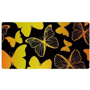 VAPOKF Gouden vlinder silhouetten keukenmat, antislip wasbaar vloertapijt, absorberende keukenmatten loper tapijten voor keuken, hal, wasruimte