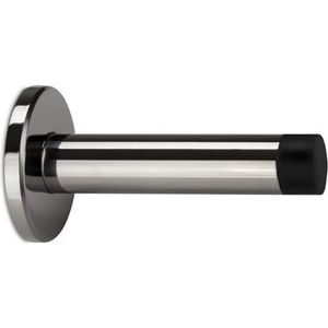CKLHCFF Deurstopper roestvrij staal (1 stuk), premium deurstopper zonder boren met rubberen ring, zilver, massief roestvrij staal, zware deurstopper