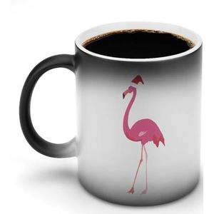 Van de de Koffiemok 12oz van Kerstmis Flamingo Ceramische Kleur Veranderende Mokken Brede het Handvat Hittegevoelige Verkleuring Koppen