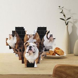 Bouwsteenpuzzel hartvormige bouwstenen Engelse Bulldogs puzzels blok puzzel voor volwassenen 3D micro bouwstenen voor huisdecoratie bakstenen set