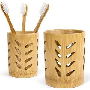 Bamboe tandenborstelhouder Tandpastahouder met drainage 2 stuks, organizer, elektrische tandenborstelhouder voor badkamer, multifunctioneel, voor bed, kantoor, slaapzaal, keuken