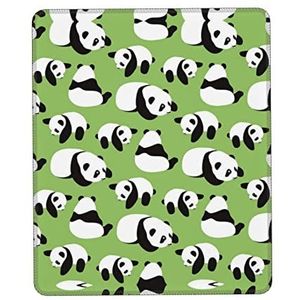 Groene achtergrond panda vierkante gaming muismat - gestikte rand antislip rubberen basis muismat meerdere maten