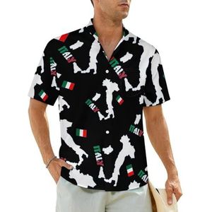 Italië kaart vlag heren shirts korte mouw strand shirt Hawaii shirt casual zomer T-shirt M
