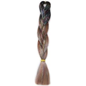 Veer Haarverlenging 2 Stuks 66 cm Paardenstaart Glad Haarstuk met Haarband Mix Lametta Bling Synthetisch Vlechthaar (Kleur: MT3 46 cm)