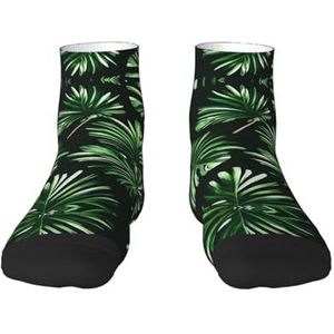 Groene bladeren van palmboom tropische plantenprint veelzijdige sportsokken voor casual en sportkleding, geweldige pasvorm voor voetmaten 36-45, Groene bladeren van palmboom tropische plant, Eén Maat
