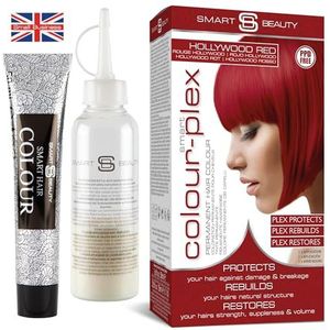 Hollywood Red Hair Dye Permanent met Anti-Breuk Plex Haarverzorging, Veganistische haarverf & Wreedheidsvrij, PPD-vrije haarverf, 100% grijze dekking, felrode haarkleur, voor alle haartypes door Smart