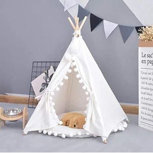 little dove Hond Theepee Tent House en Tent met kant voor hond of huisdier, verwijderbaar en wasbaar met matras (L)