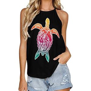 Hawaiiaanse Honu Turtle tanktop voor dames, zomer, mouwloos, T-shirts, halter, casual vest, blouse, print, T-shirt, XL