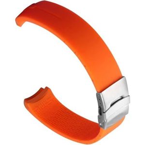 dayeer Siliconen Horlogebanden Voor Tissot EXPERT T013 T047 T081 T33 T047420A Rubberen Band Horlogeband vervanging accessoires (Color : Orange claspsilver1, Size : 21mm)