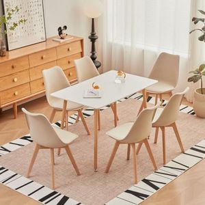 Herbalady Eetkamerstoelen, set van 6 Scandinavische stoelen, moderne stoelen met zachte bekleding en solide beukenpoten, ergonomische eetkamerstoelen, geschikt voor keuken, eetkamer, woonkamer (kaki)